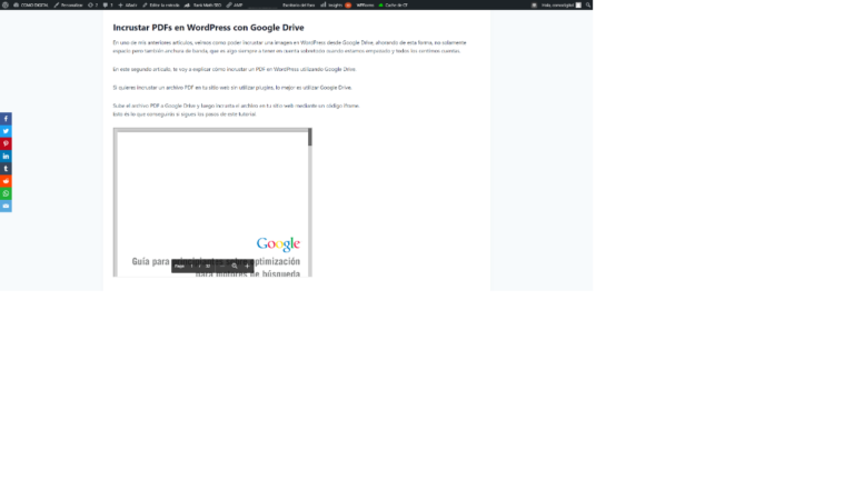Incrustar un PDF en WordPress desde Google Drive