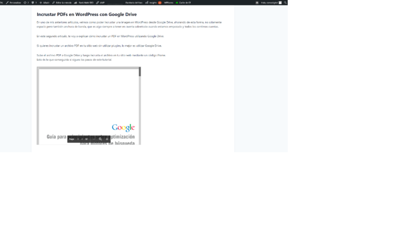 como incrustar un pdf en wordpress desde google drive
