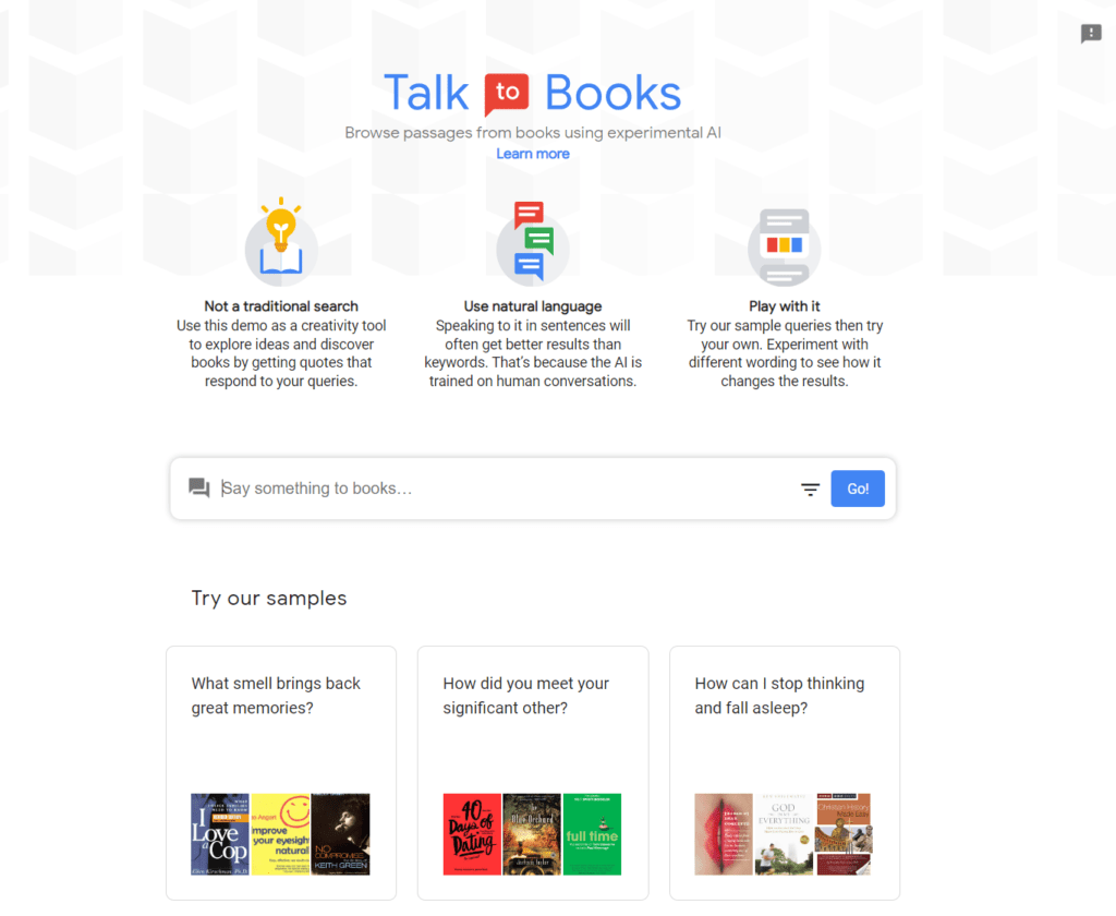 Webs de Inteligencia Artificial – Talk to Books Webs de Inteligencia Artificial – Talk to Books