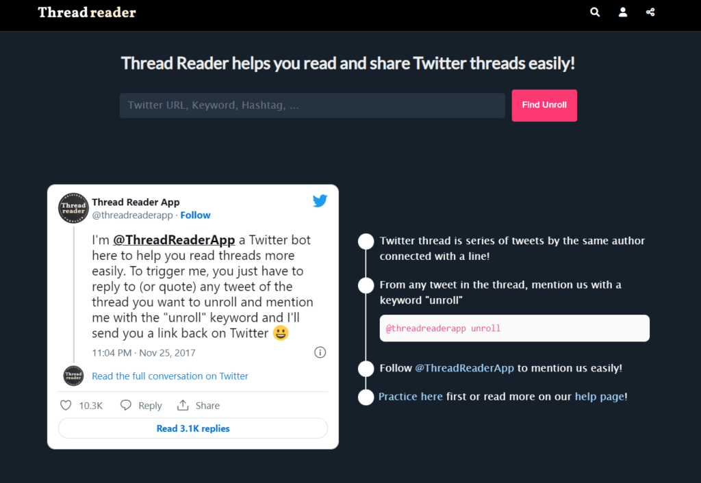 Cómo guardar un hilo de Twitter utilizando la aplicación Thread Reader