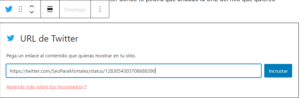 Guardar un hilo de Twitter con wordpress – Añadir URL hilo Guardar un hilo de Twitter con wordpress - Añadir URL hilo