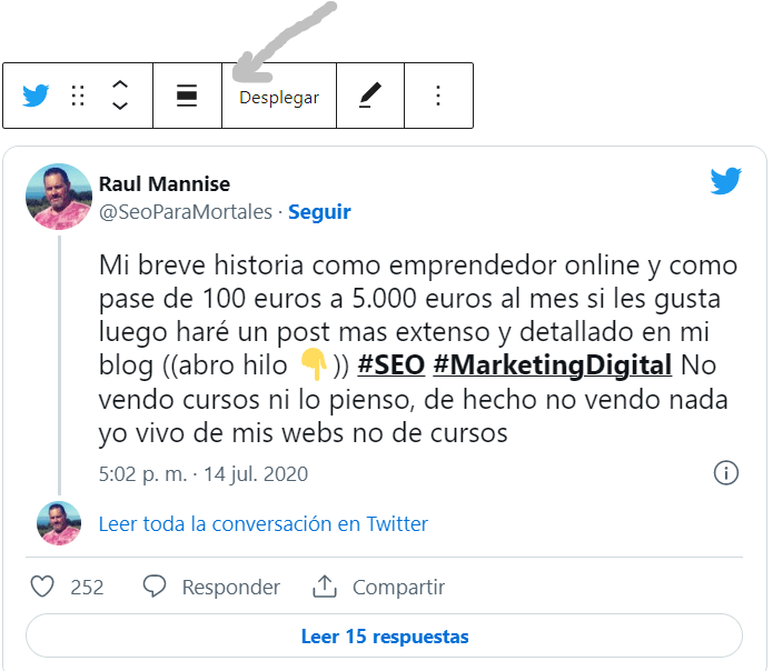 Guardar un hilo de Twitter con wordpress – Desplegar hilo Guardar un hilo de Twitter con wordpress - Desplegar hilo