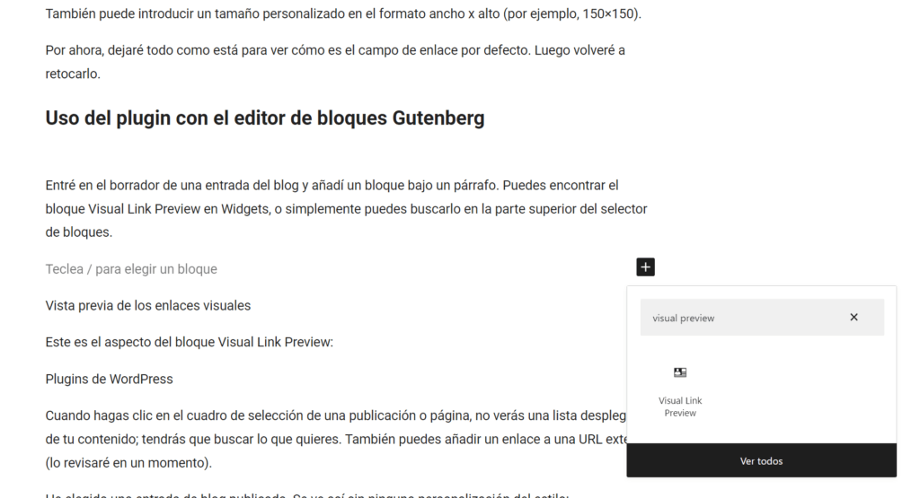 Cómo crear una vista previa de enlaces visuales en WordPress -  Vista previa de los enlaces visuales