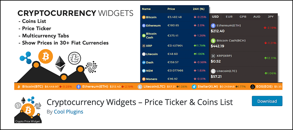 Cómo añadir un ticker de criptomonedas a WordPress – Plugin Cryptocurrency Widgets Cómo añadir un ticker de criptomonedas a WordPress - Plugin Cryptocurrency Widgets