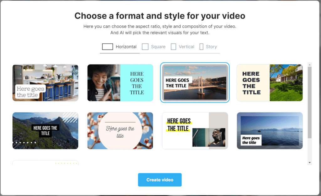 Cómo usar ChatGPT para escribir un guión de vídeo - Selección de formato de video en wavevideo