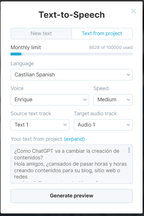 Cómo usar ChatGPT para escribir un guión de vídeo - conversión de texto a voz