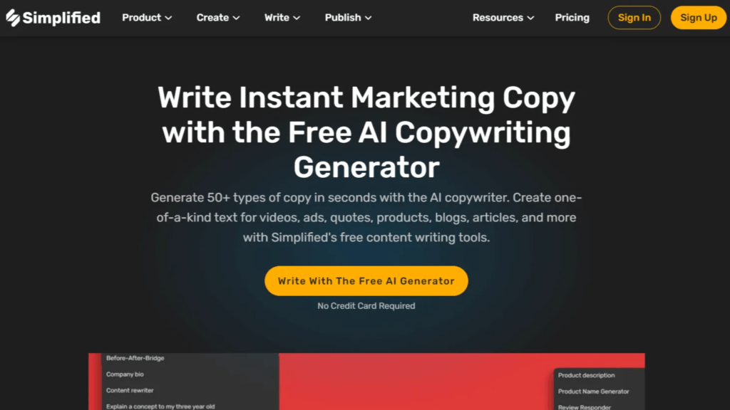 IA para escribir texto : página de inicio de simplified ai IA para escribir texto : página de inicio de simplified ai