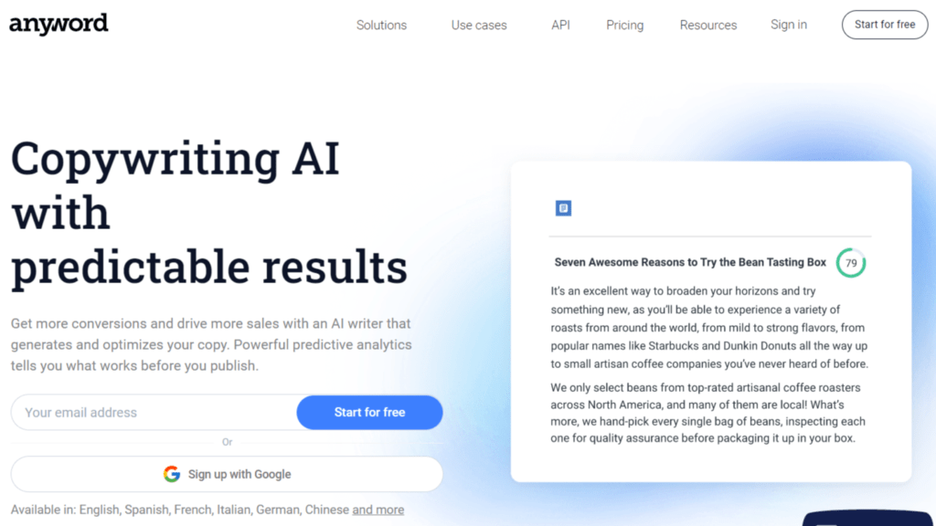 IA para escribir texto : anyword escritor de textos con IA IA para escribir texto : anyword escritor de textos con IA