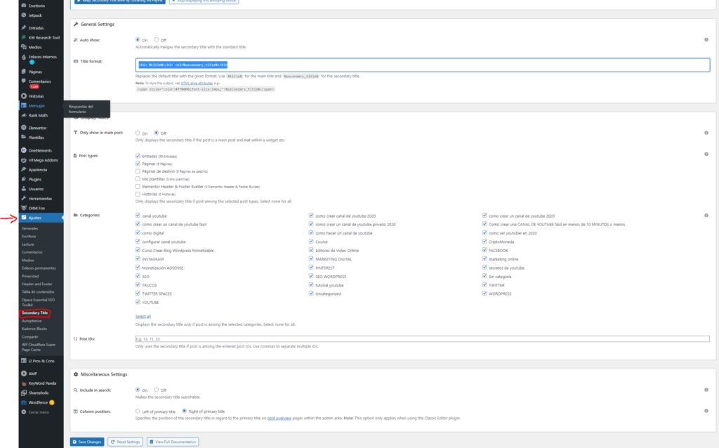 Cómo añadir subtítulos a tus entradas y páginas de WordPress – Configuración Plugin Cómo añadir subtítulos a tus entradas y páginas de WordPress - Configuración Plugin