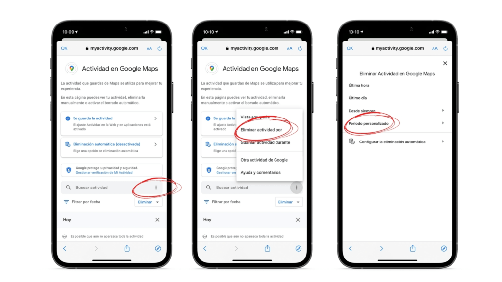 Como borrar el historial de Google Maps en iOS – Fuente: K-Tuin Como borrar el historial de Google Maps en iOS – Fuente: K-Tuin