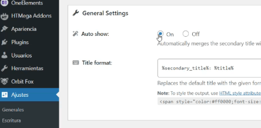 Cómo añadir subtítulos a tus entradas y páginas de WordPress – Activar Visualización subitutlos Cómo añadir subtítulos a tus entradas y páginas de WordPress - Configuración subtitulos