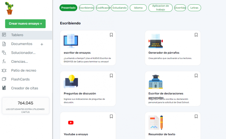 Caktus AI – Interface de la aplicación Caktus AI - Interface de la aplicación