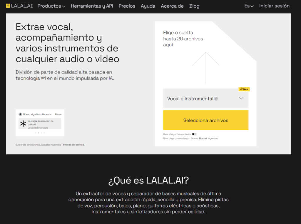 Herramientas IA de edición de video – Lalalai Music / noise remover Herramientas IA de edición de video - Lalalai Music / noise remover