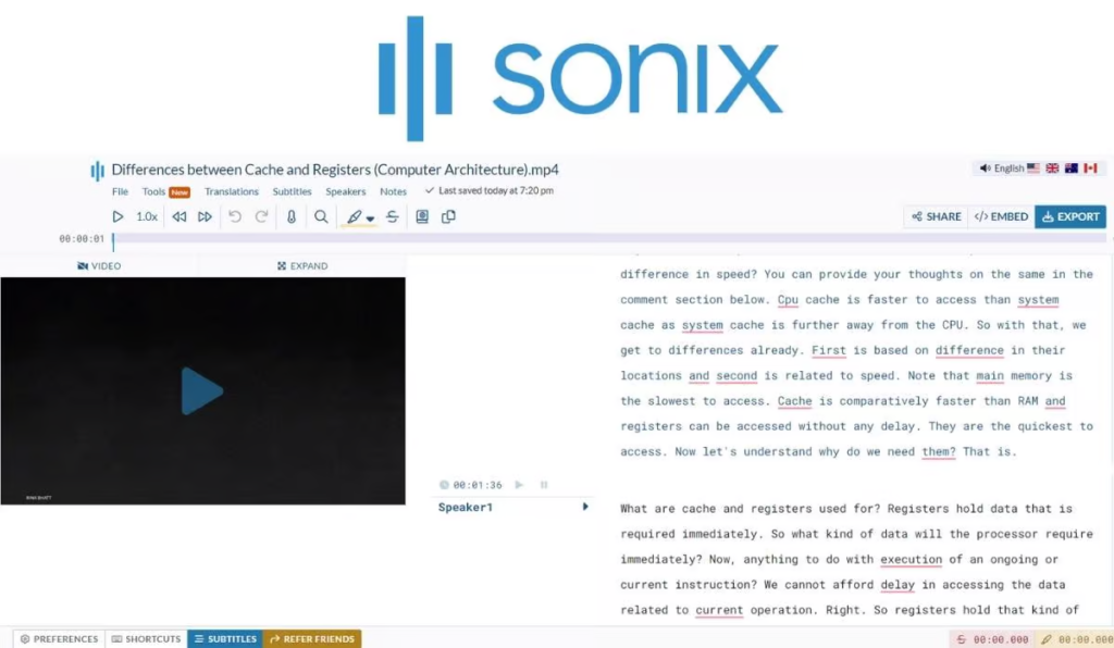 Mejores Herramientas de Transcripción IA - SONIX