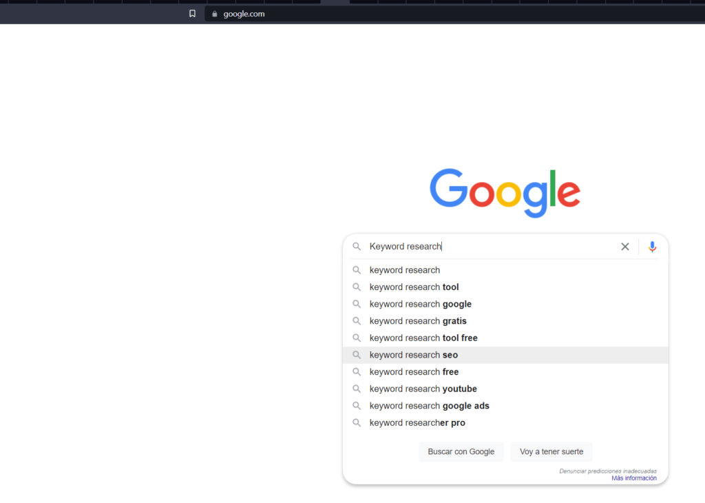 Mejores herramientas gratuitas de búsqueda de palabras clave  Google Autocomplete