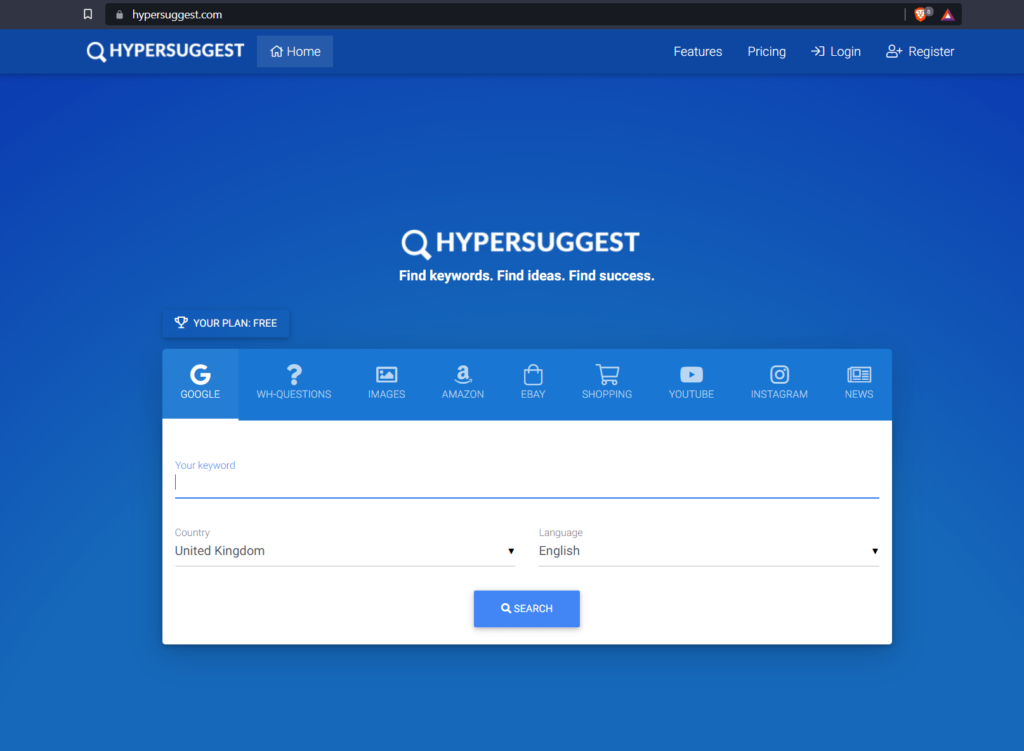 Mejores herramientas gratuitas de búsqueda de palabras clave  HyperSuggest