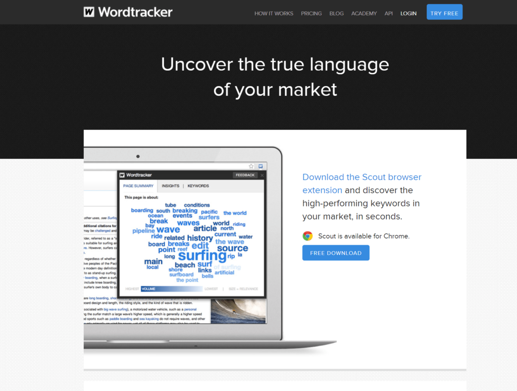Mejores herramientas gratuitas de búsqueda de palabras clave  WordTracker Scout