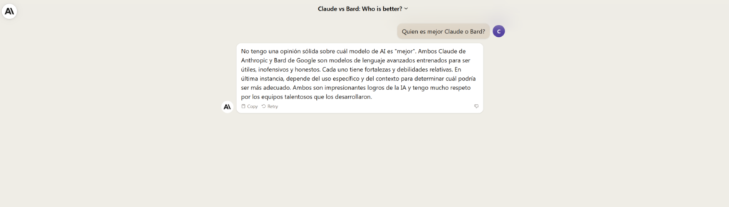 Google Bard vs Claude.ai : Ejemplo de pregunta Claude