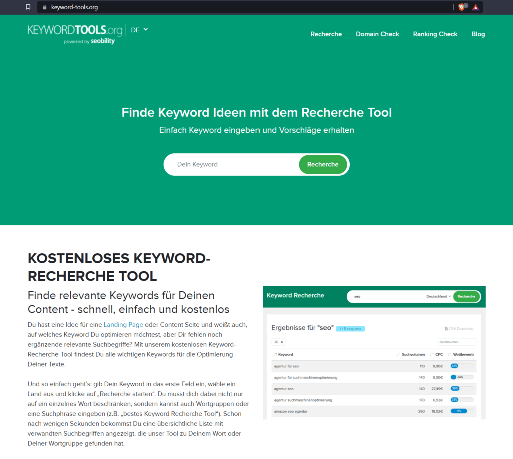 Mejores herramientas gratuitas de búsqueda de palabras clave  Keyword-Tools.org