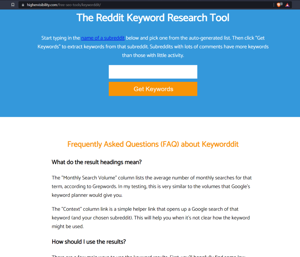 Mejores herramientas gratuitas de búsqueda de palabras clave Keyworddit