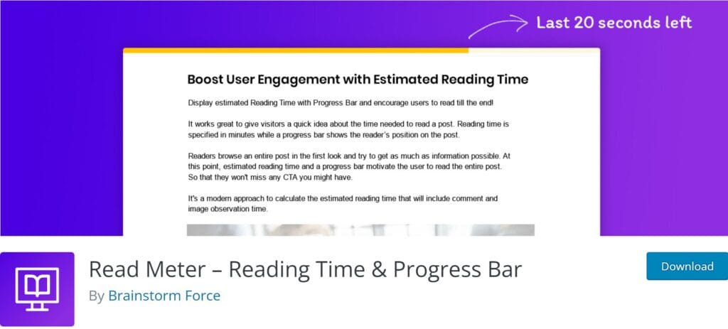 Complemento de WordPress que muestra el tiempo real de lectura y una barra de progreso.