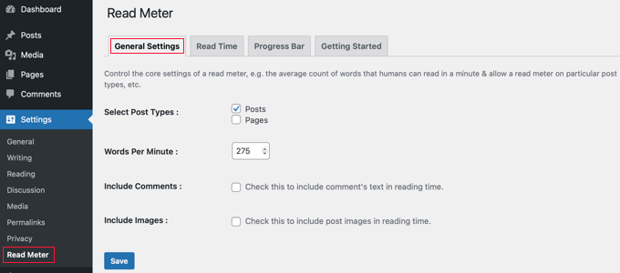 Cómo mostrar el tiempo de lectura en WordPress -- Configuración tiempo de lectura