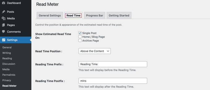 Cómo mostrar el tiempo de lectura en WordPress -- COnfiguración tiempo de lectura