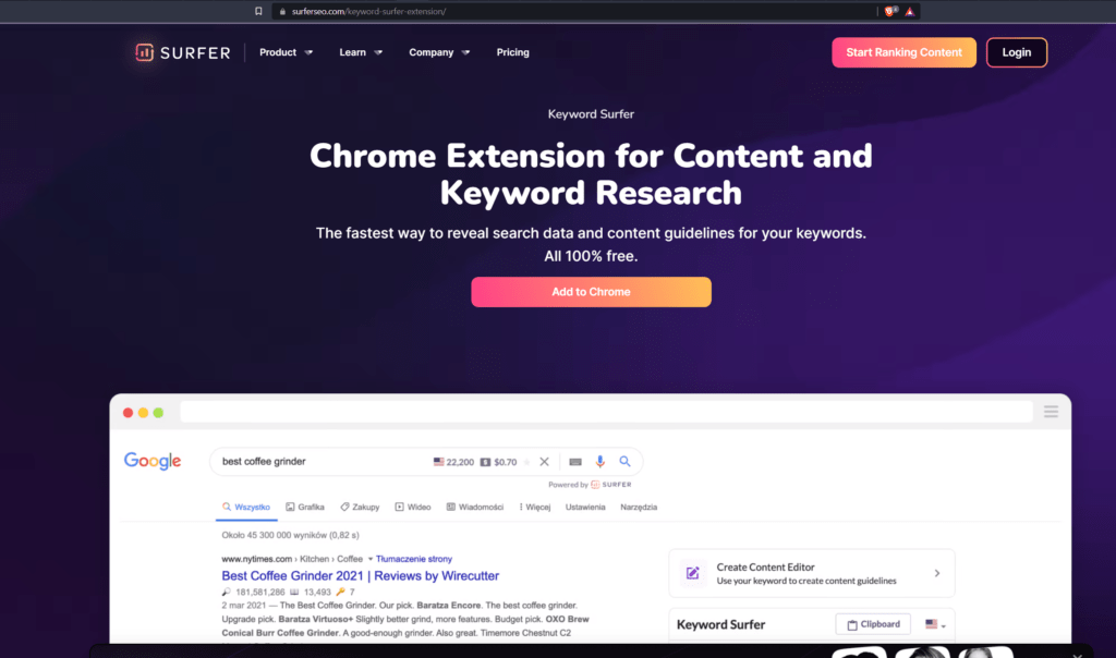 Mejores herramientas gratuitas de búsqueda de palabras clave – Keyword Surfer Mejores herramientas gratuitas de búsqueda de palabras clave - Keyword Surfer