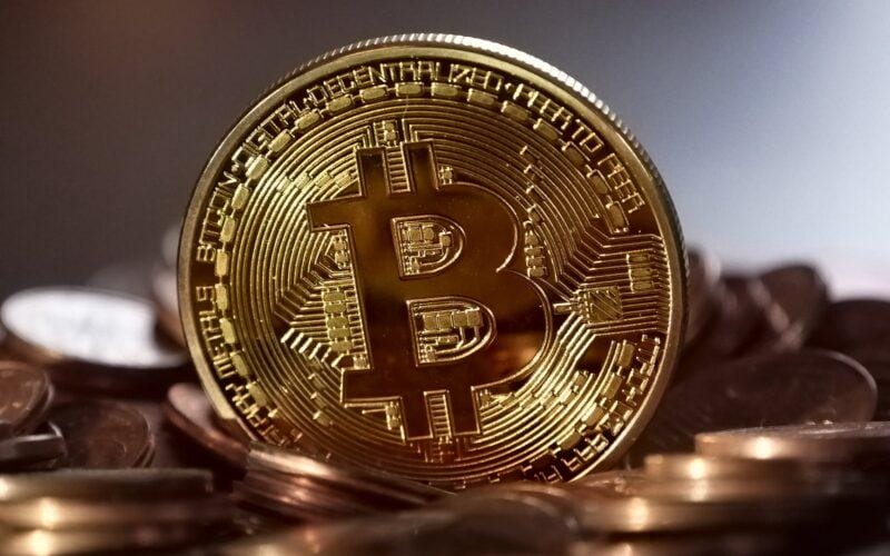 close up view of a golden coin